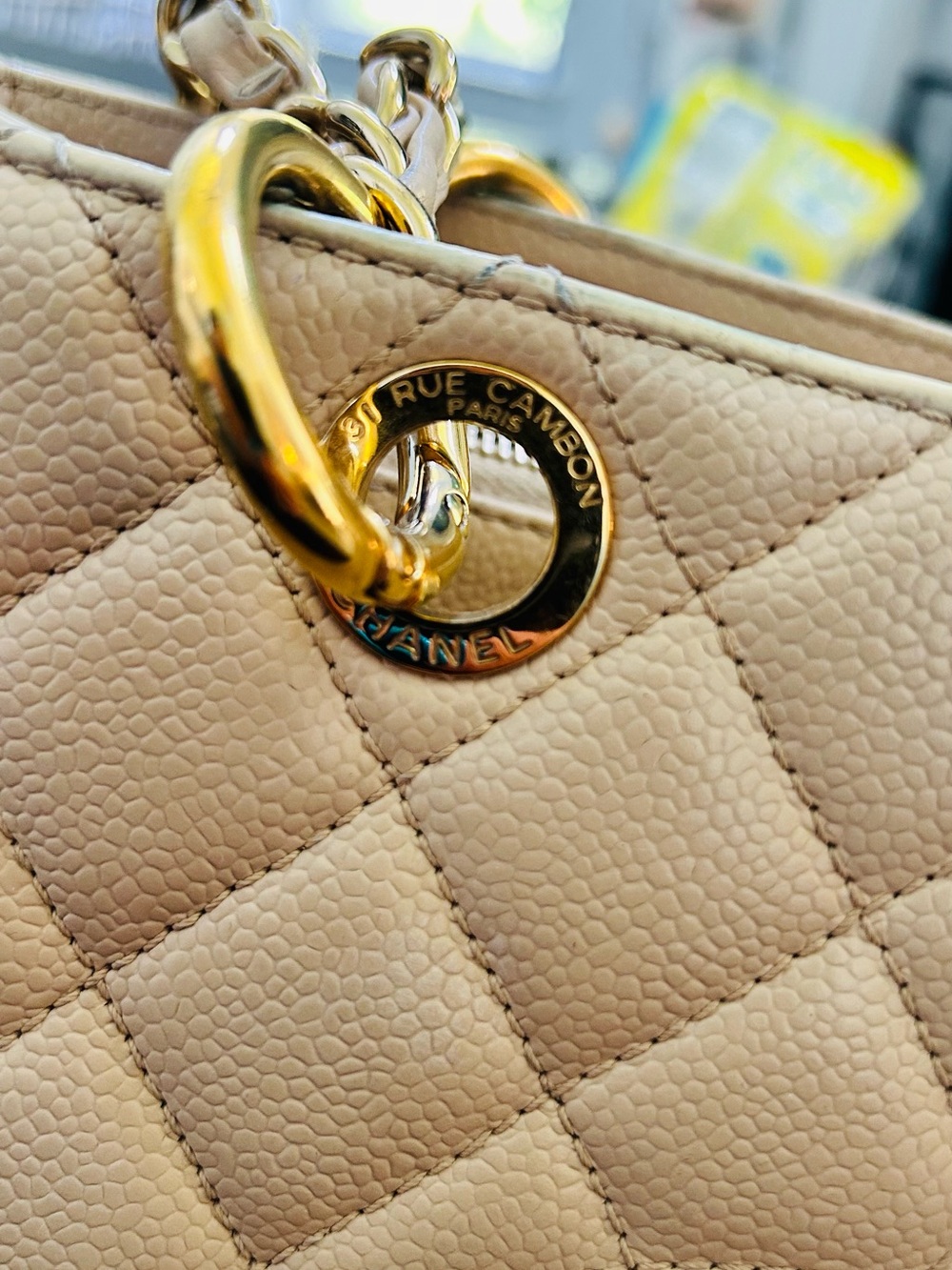 CHANEL Beige Quilted Caviar GST - Picture 9 of 17